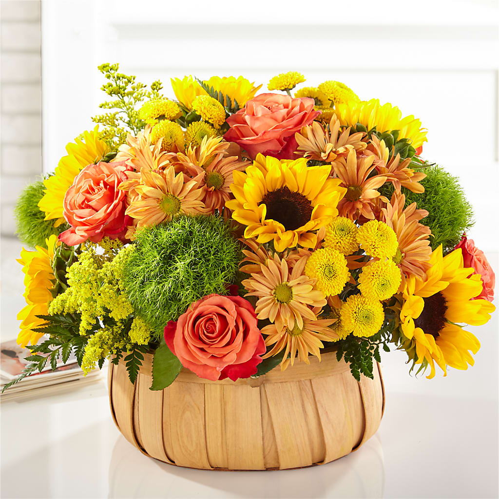 Harvest Sunflower Basket – Peonia Flowers Llc, Lakewood NJ