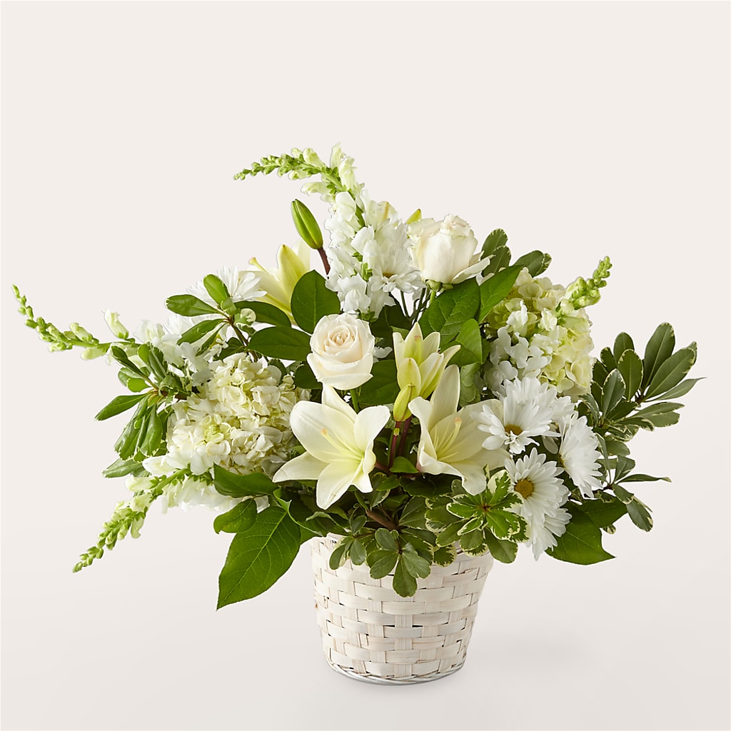 Ivory Elegance Floral Basket – Peonia Flowers Llc, Lakewood NJ