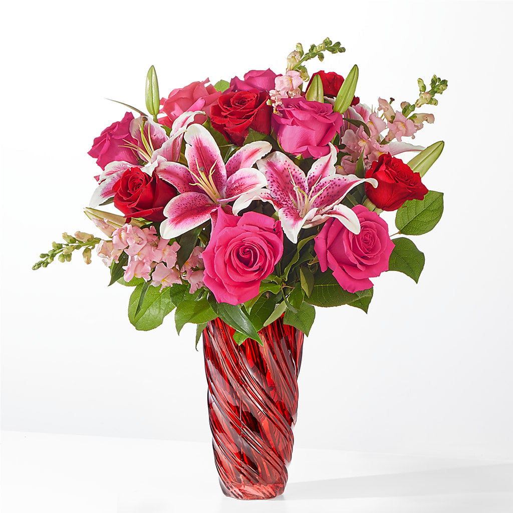 Always You Bouquet with Luxe Swirl Vase – Peonia Flowers Llc, Lakewood NJ
