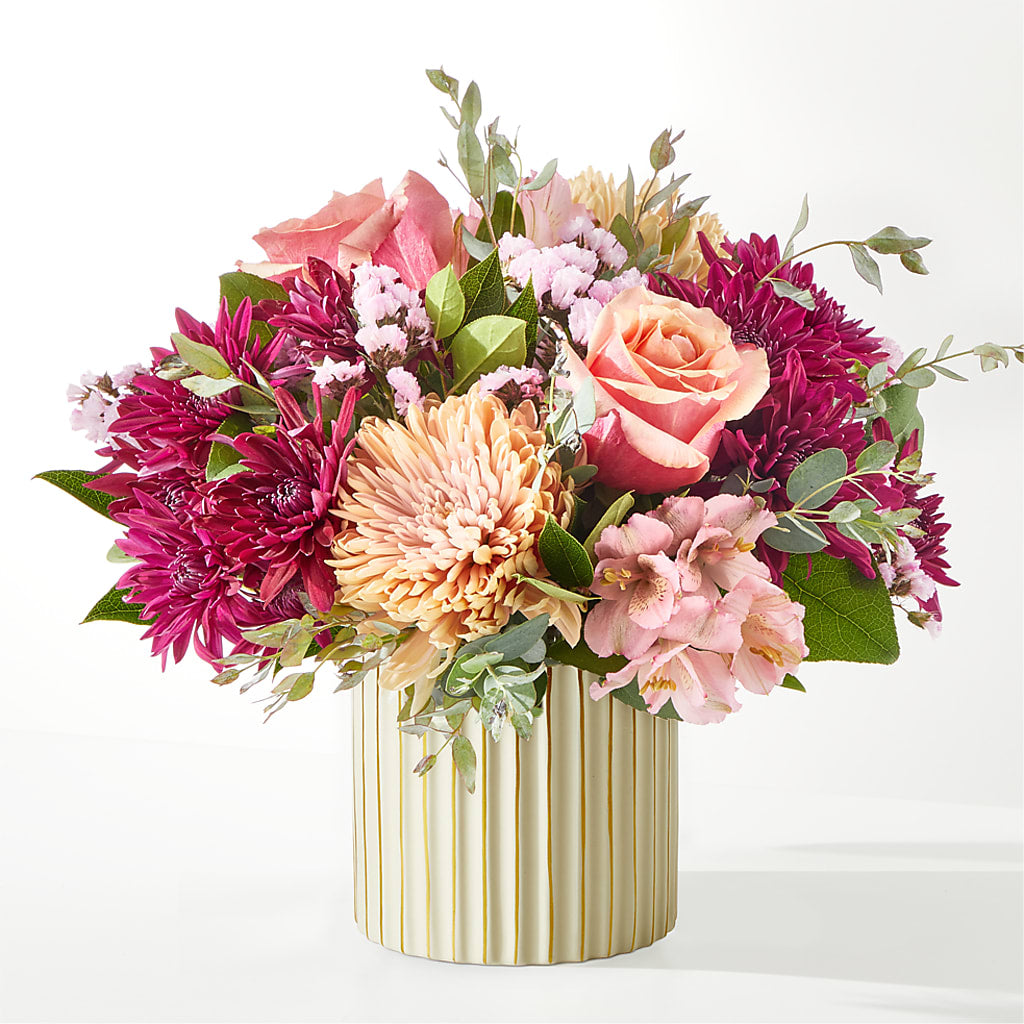 Berry Cobbler Bouquet with Ivory Vase – Peonia Flowers Llc, Lakewood NJ