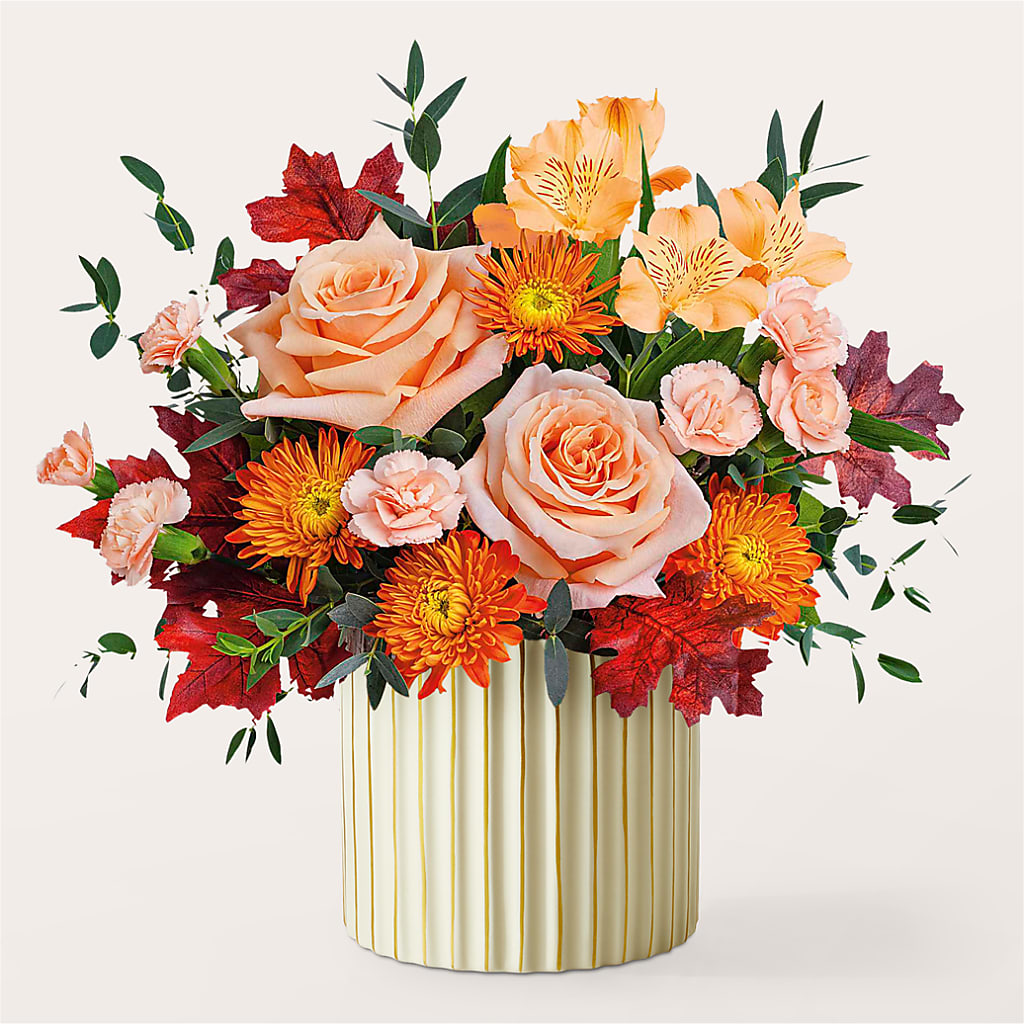 Spiced Latte Bouquet with Ivory Vase – Peonia Flowers Llc, Lakewood NJ
