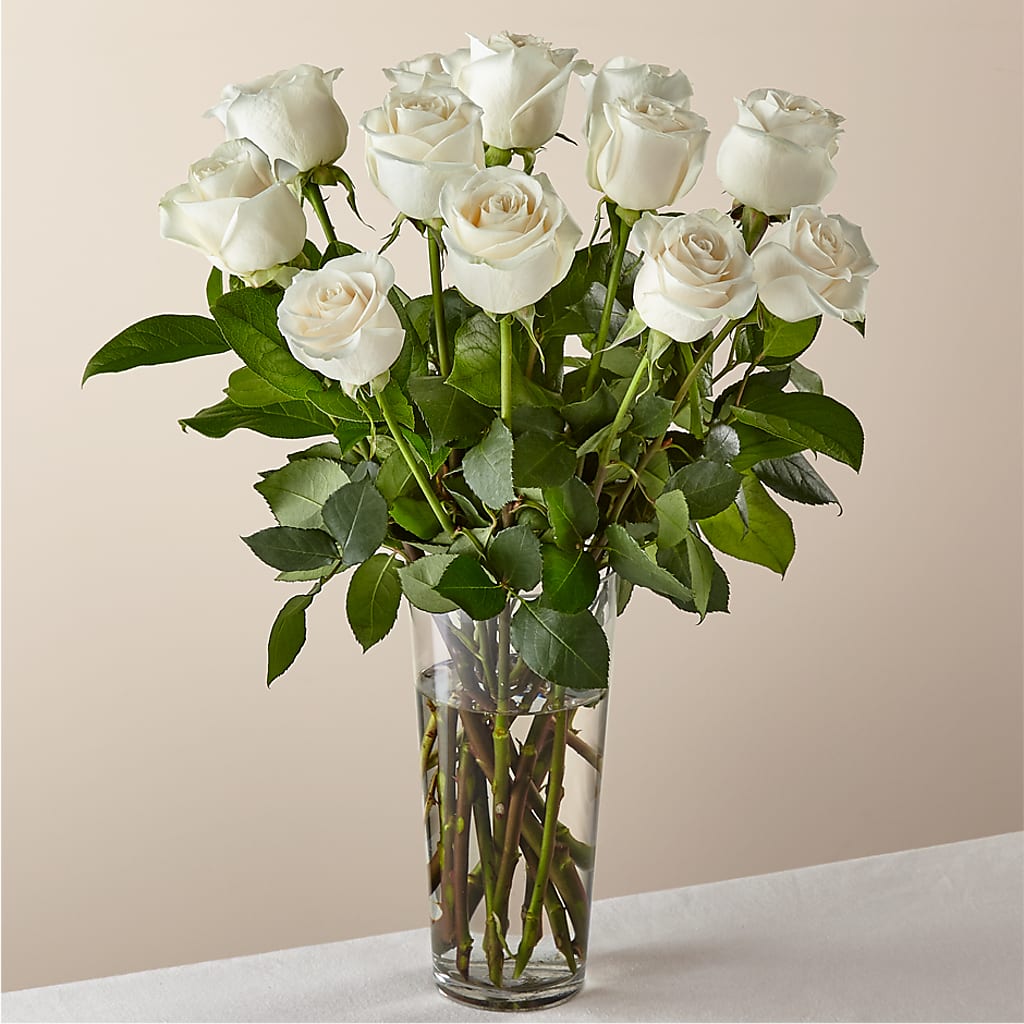 Long Stem White Rose Bouquet –  Peonia Flowers Llc, Lakewood NJ