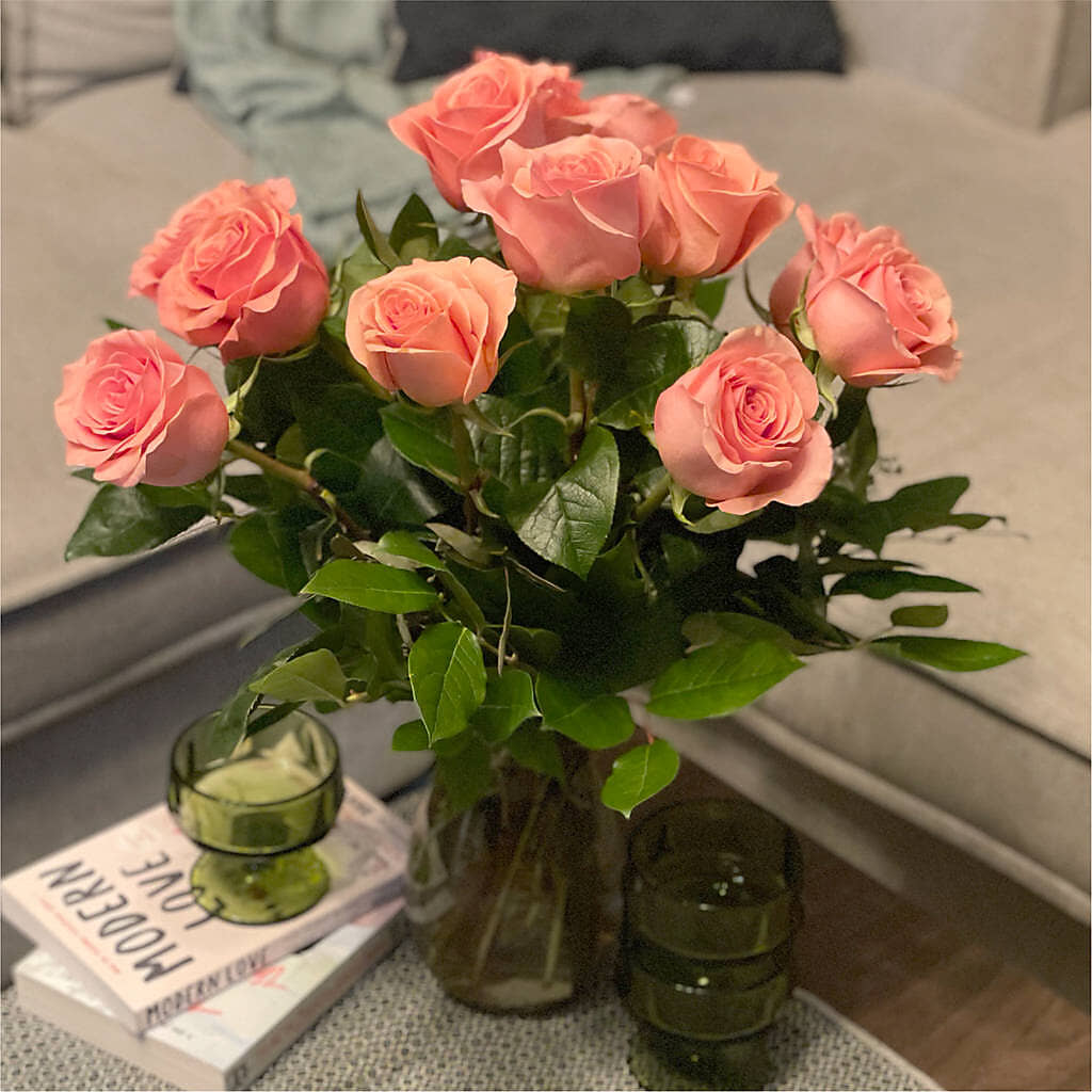 Long Stem Pink Rose Bouquet –  Peonia Flowers Llc, Lakewood NJ
