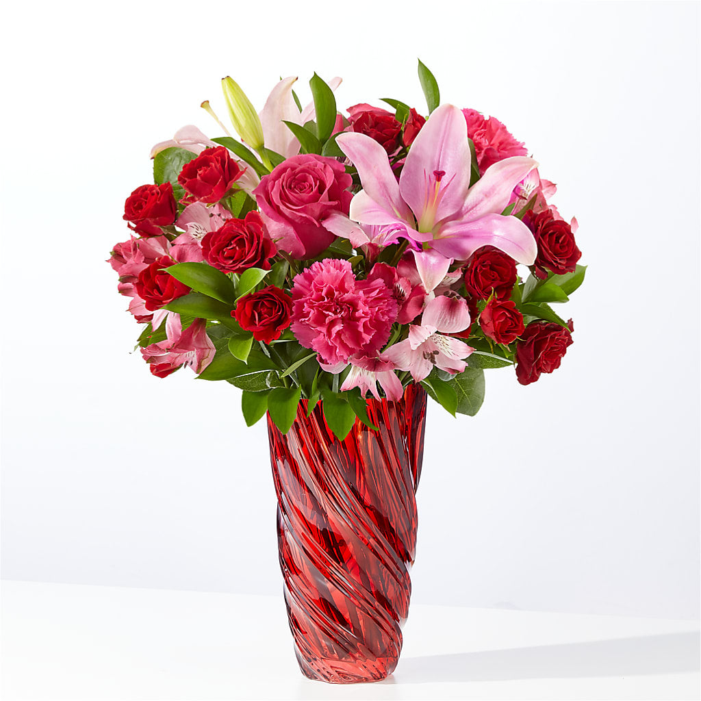 In Love Bouquet with Luxe Swirl Vase –  Peonia Flowers Llc, Lakewood NJ