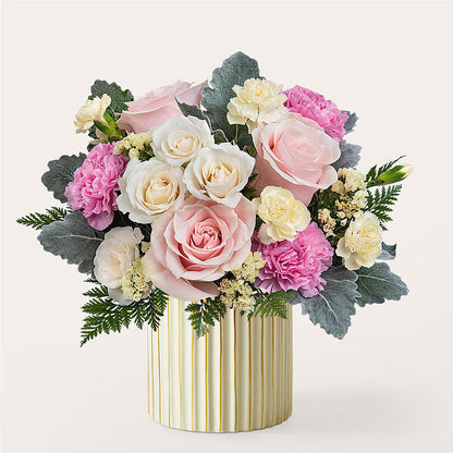 Blissful Moments Bouquet with Ivory Vase –  Peonia Flowers Llc, Lakewood NJ