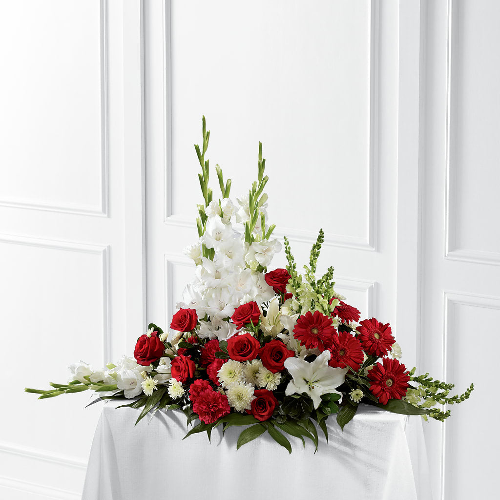 Crimson & White Arrangement –  Peonia Flowers Llc, Lakewood NJ