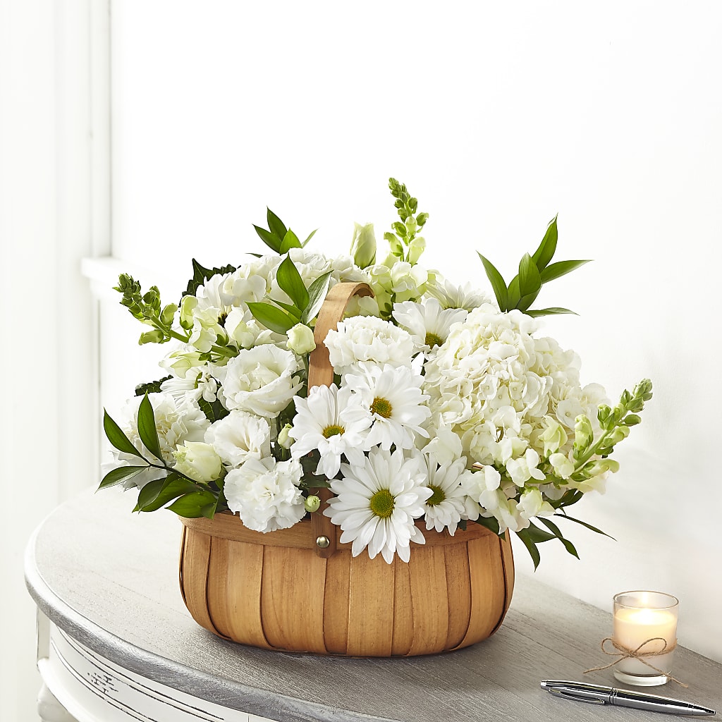 Pure Ivory Basket –  Peonia Flowers Llc, Lakewood NJ
