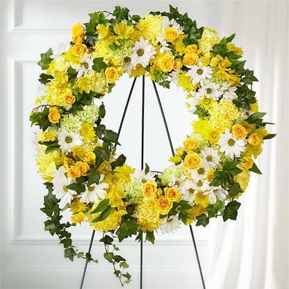 Golden Remembrance Wreath –  Peonia Flowers Llc, Lakewood NJ