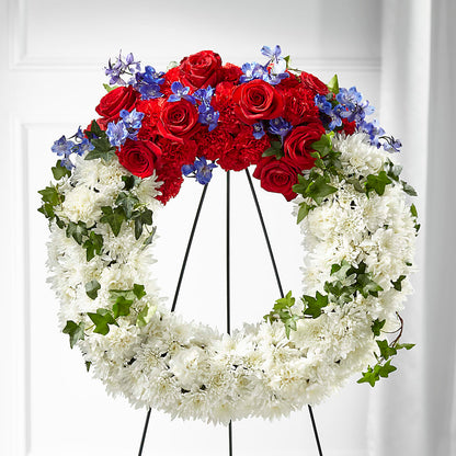 Patriotic Passion Wreath –  Peonia Flowers Llc, Lakewood NJ