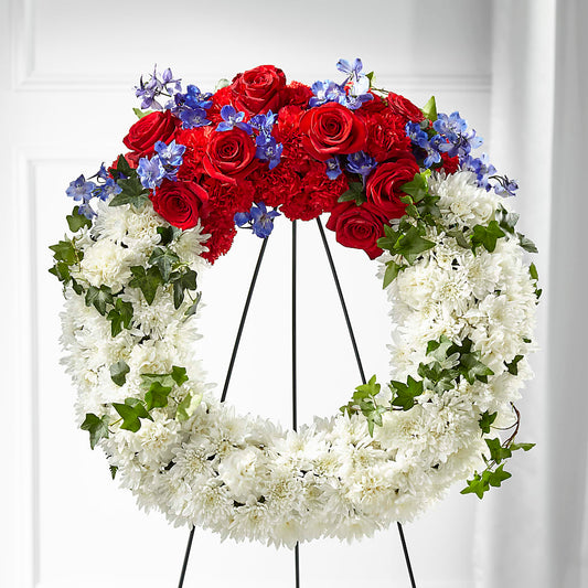 Patriotic Passion Wreath –  Peonia Flowers Llc, Lakewood NJ