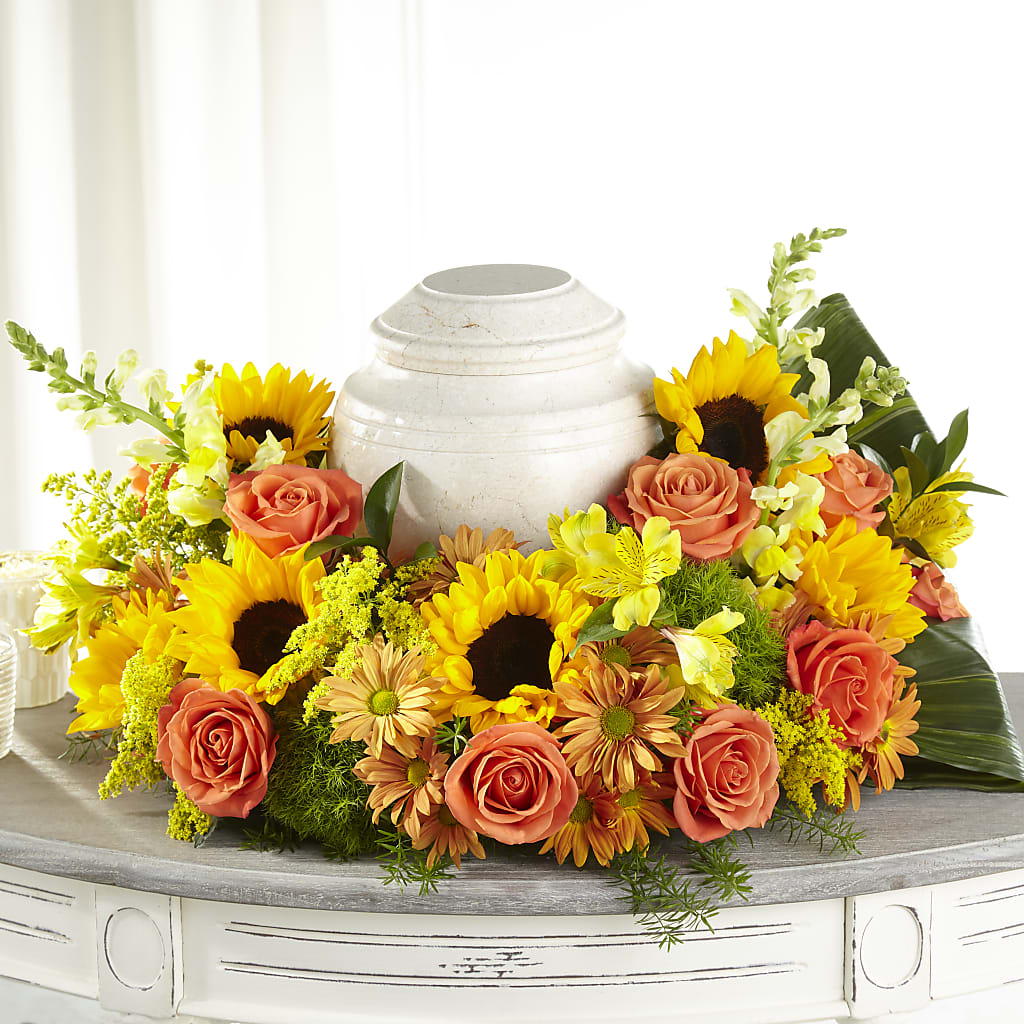 Faithful Sunflower Cremation Adornment –  Peonia Flowers Llc, Lakewood NJ