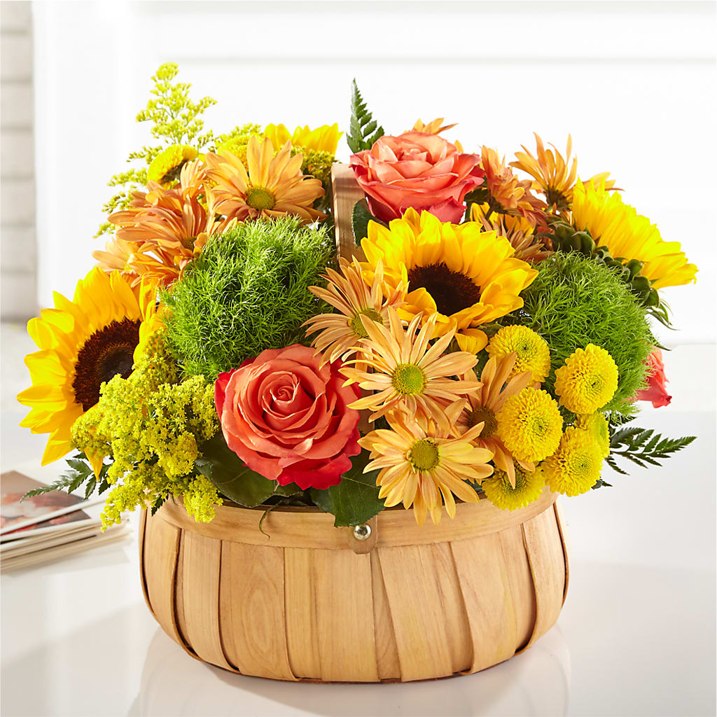 Harvest Sunflower Basket –  Peonia Flowers Llc, Lakewood NJ