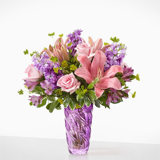 Precious Petals Bouquet with Luxe Swirl Vase –  Peonia Flowers Llc, Lakewood NJ