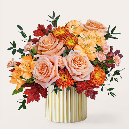 Spiced Latte Bouquet with Ivory Vase –  Peonia Flowers Llc, Lakewood NJ