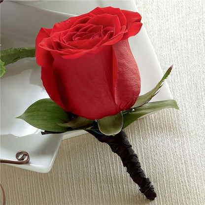 Red Rose Boutonniere –  Peonia Flowers Llc, Lakewood NJ