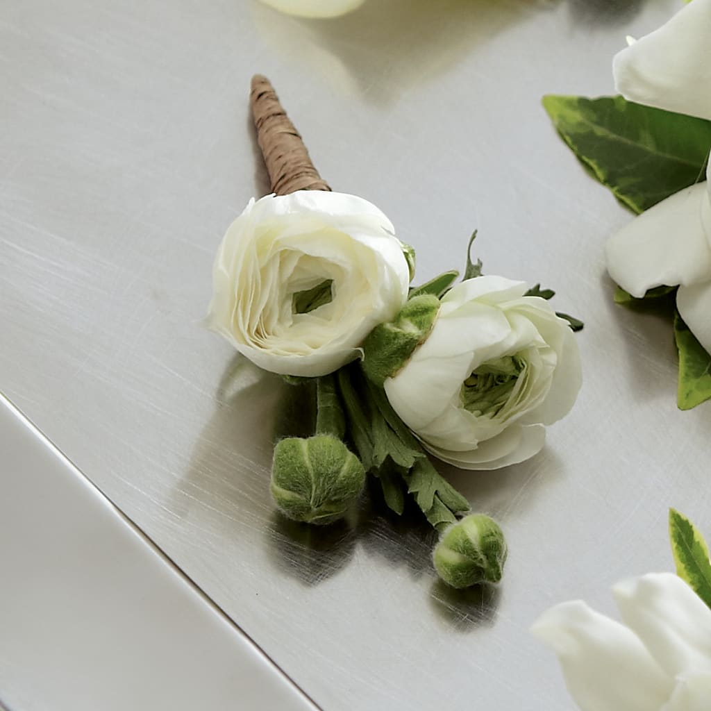 White Ranunculus Boutonniere –  Peonia Flowers Llc, Lakewood NJ