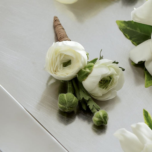 White Ranunculus Boutonniere –  Peonia Flowers Llc, Lakewood NJ